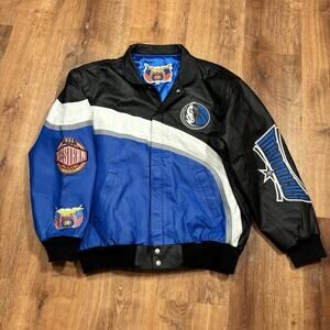 Vintage Jeff Hamilton Dallas Mavericks Leather Jacket Mens 2XL Varsity NBA Lined